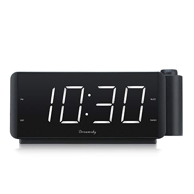 DreamSky Projection Alarm Clock Radio with USB Charging Port and FM Radio, 2
