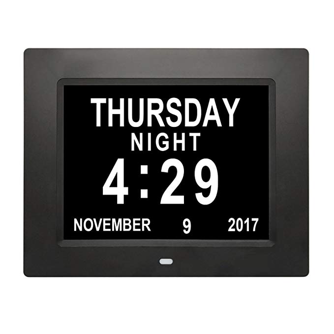 Digital Calendar Day Clock, AKImart 8 inch with Extra Large Clear Day Month for Memory Loss Dementia, Impaired Vision and Seniors Black