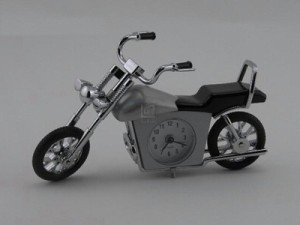 MOTORCYCLE ALARM CLOCK, CHOPPER - MOTORCYCLE ALARM CLOCK, CHOPPER, PEWTER FIN...