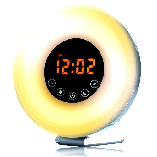 Sunrise Alarm Clock, Wake Up Light with 6 Nature Sounds, FM Radio, 6 Color Light Alarm for Bedrooms & Bedside Sunlight Simulation - Digital Clock, LED, Snooze & Intuitive Touch Control by BrookRunner