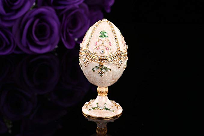 White faberge egg home decor Desktop Ornaments Pewter alloy