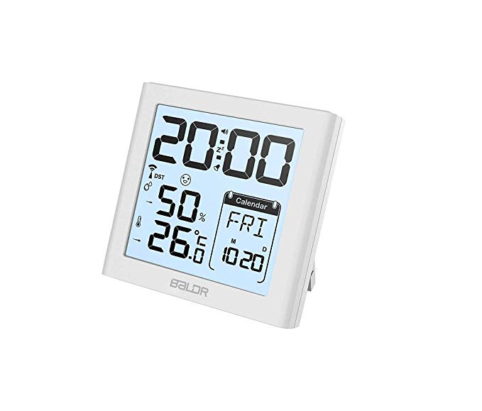 BALDR Alarm Clock Digital LCD, White