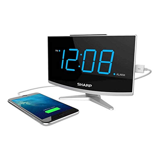 Sharp Jumbo LED curved display Alarm Clock Black With USB Port