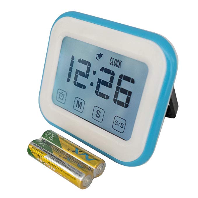 GTDnow Touchscreen Small Alarm Clock, Digital Quiet Battery Clocks, Touch Screen Magnetic Timer Kids, Zen, Travel, Office.(Alkaline Batteries Included)