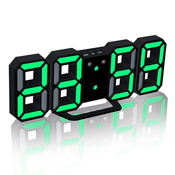 Eagsouni Electronic LED Digital Alarm Clock for Desk/Wall Hanging with 3 Adjustable Brightness Levels