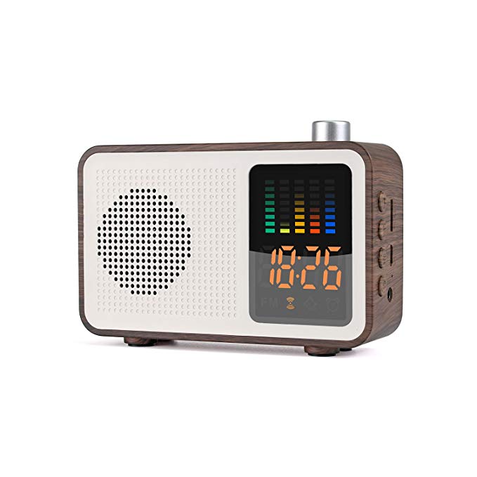 YSEECHENS Retro Portable Bluetooth Speaker FM Radio Alarm Clock Stereo Wireless Speakers Support TF Card/AUX-IN