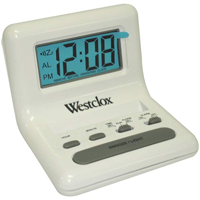 Salton Westclox 47539 White Lcd Alarm Clock Light On Demand, 0.8-Inch