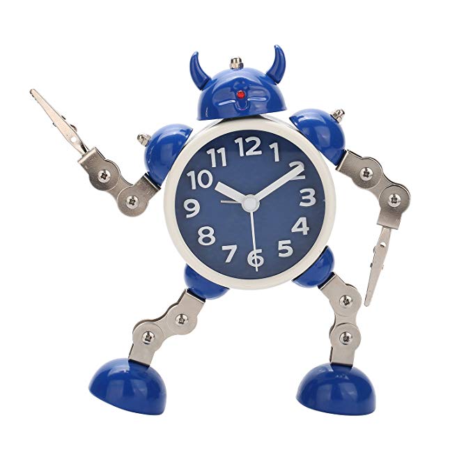 Creative Clip Robots Alarm Clock Free Twist Hands and Legs Posture