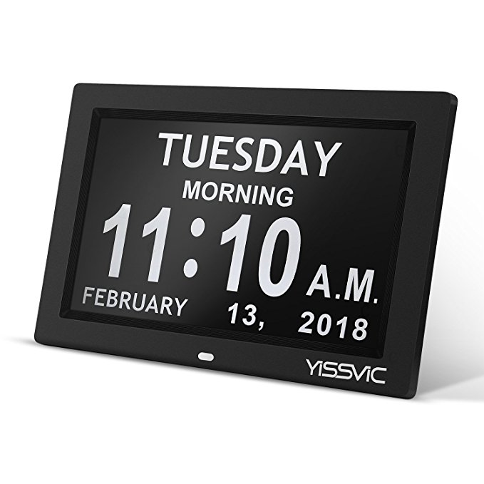 YISSVIC Digital Alarm Clock 9 Inches Large Display Calendar Day Clock with Battery Backup & 5 Alarm Options Ideal for Impaired Vision and Seniors