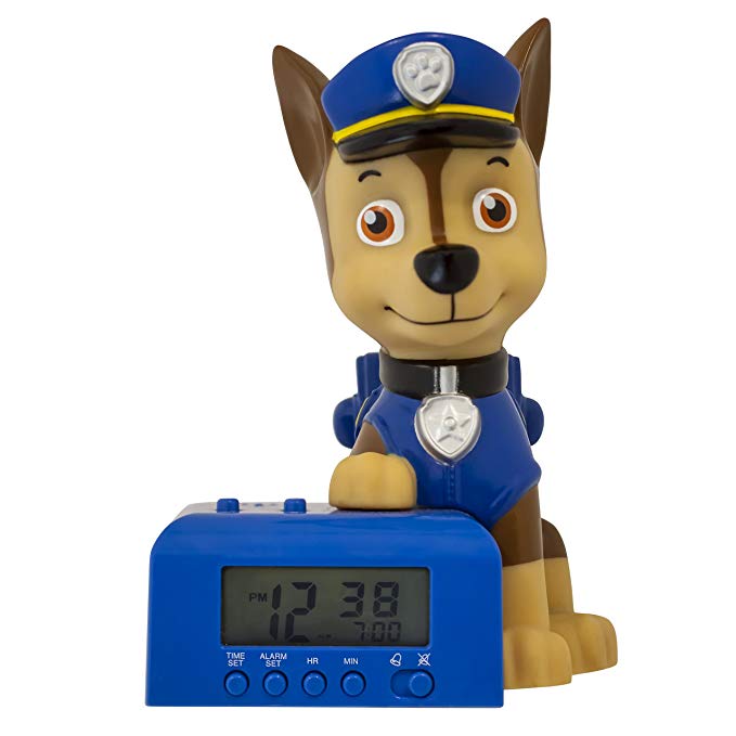 Nickelodeon BulbBotz Paw Patrol 2021302 Chase Kids Night Light Alarm Clock with Characterised Sound | blue/brown | plastic | 5.5 inches tall | LCD display | boy girl | official