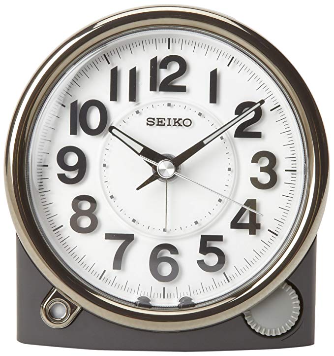 Seiko Bedside Alarm Clock Black Case with Silver-Tone Trim