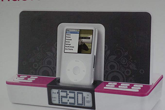 Memorex Clock Radio for iPod with Dual Alarm Settings - Pink/White (iPod not included)