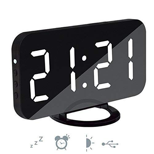 Modern Black Desk Alarm Clock ixaer Digital Led Alarm Clock with USB Charging Output Port Large LED Digits Display Snooze Table Clock Easy to Read in Distance