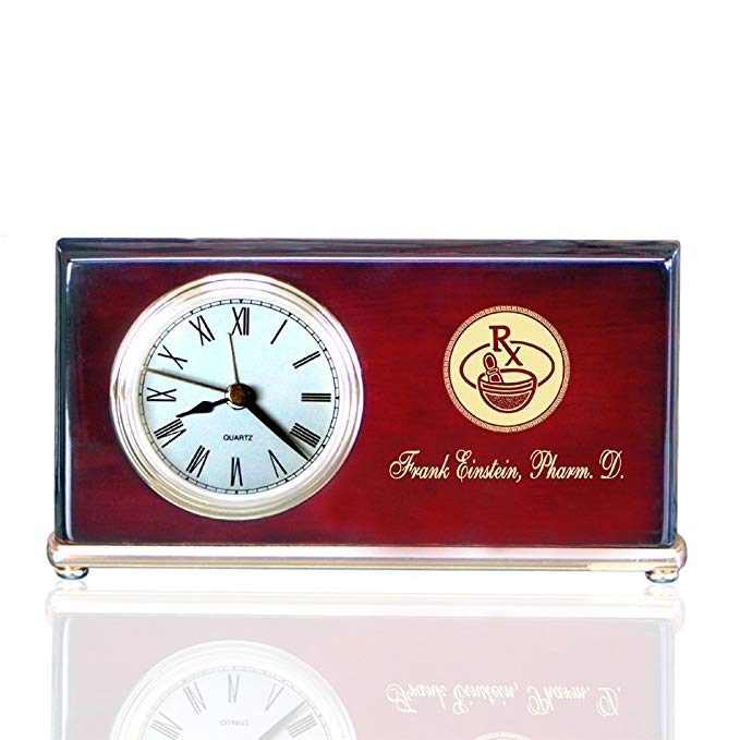 Personalized Piano Finished Wood Wedge Alarm Clocks for Pharmacists