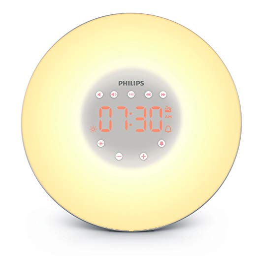 Philips Wake-Up Light with Sunrise Simulation and Radio, Silver, HF3606