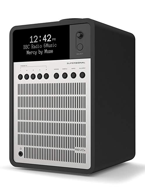 REVO SuperSignal Deluxe Radio with DAB/DAB+/FM Reception, Digital Alarm and Bluetooth Wireless Streaming - Matte Black/Silver