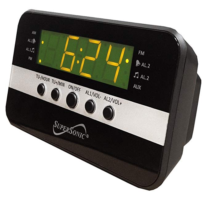 Supersonic SC-374 Digital Alarm Clock with Dual Alarm